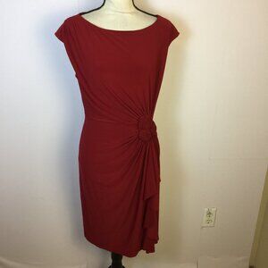Jones New York Red Draped Sheath Dress with Rosette Detail